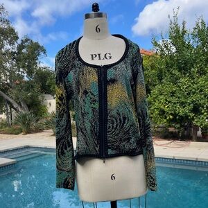 Joseph Ribkoff vintage jacquard beaded jacket - size 14